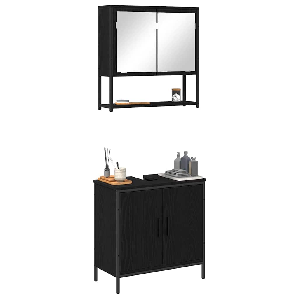 Bathroom Furniture Set with Storage 2 pcs Black 60 x 30 x 60 cm